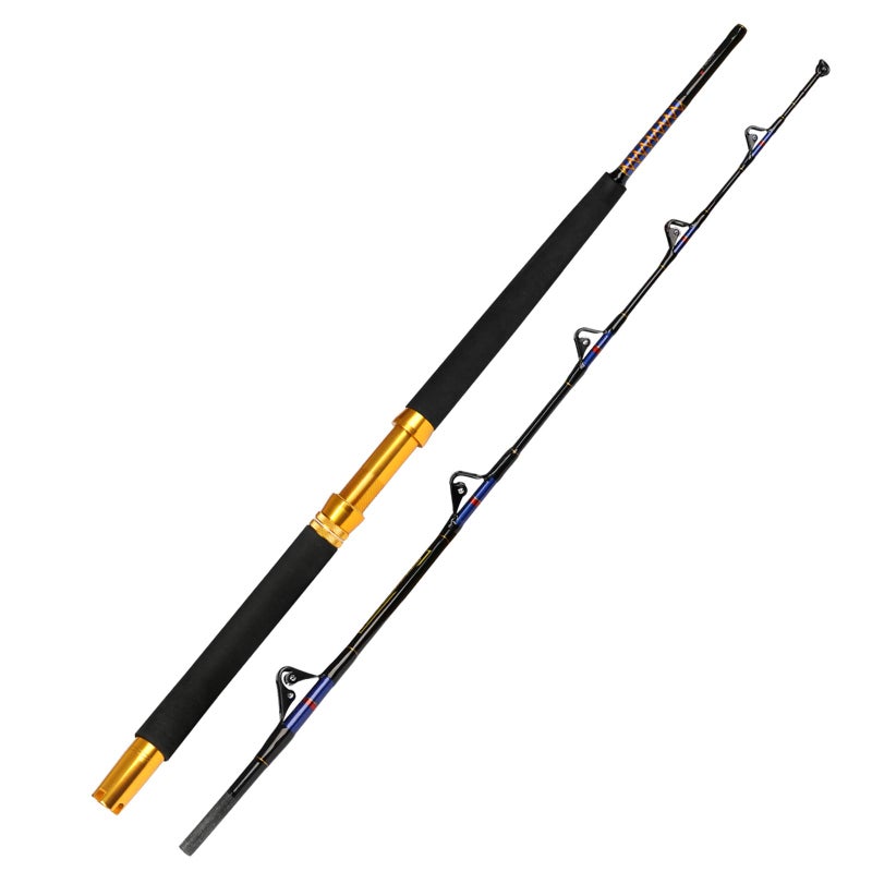 Fiblink 2 Piece Saltwater Trolling Rod Heavy Fishing Roller Rod Big Game Conventional Boat Fishing Pole with Roller Guides (30-50lb,6'6") - Image 1